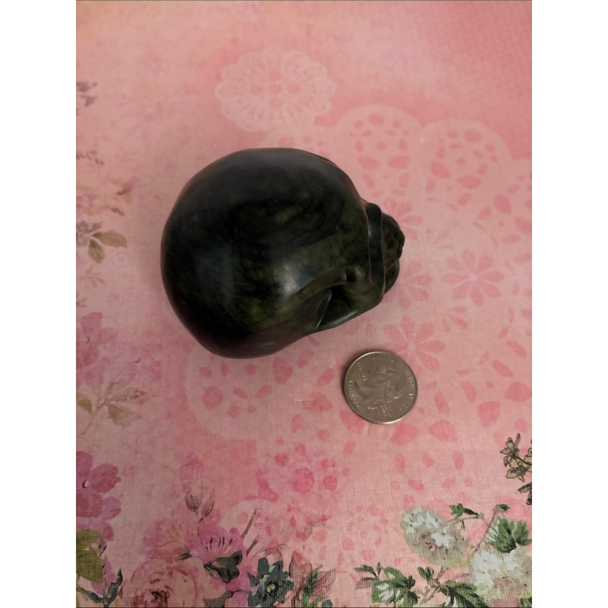 Polished Green Stone Skull Figurine