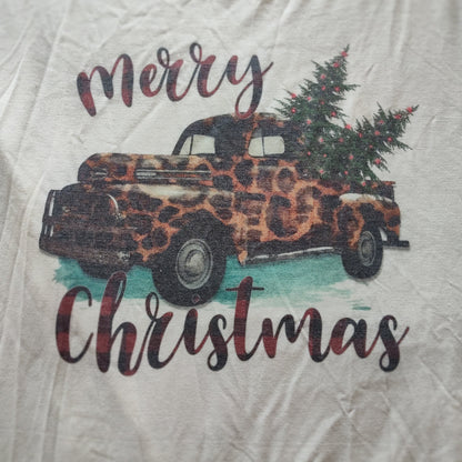 Merry Christmas Vintage Truck T-Shirt - Leopard Print Holiday Tee