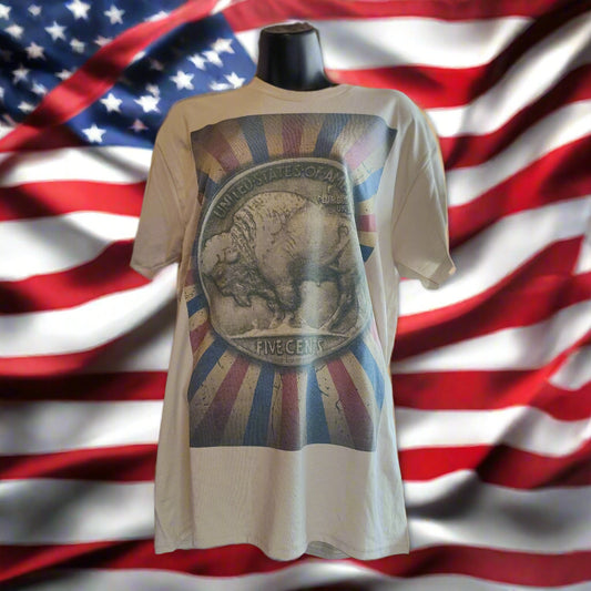 Vintage Buffalo Nickel T-Shirt - Patriotic American Coin Design