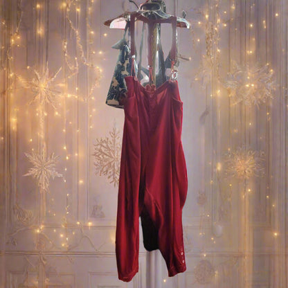 Red Velvet Pants with Suspenders