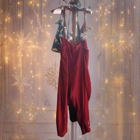 Red Velvet Pants with Suspenders
