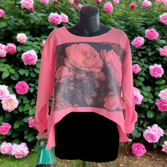 Vintage Rose Print Sweatshirt
