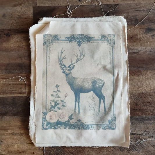 Stag Canvas Print - Majestic Deer with Ornate Floral Border