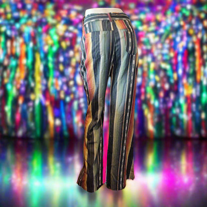 Retro Striped Flare Pants - Disco Style