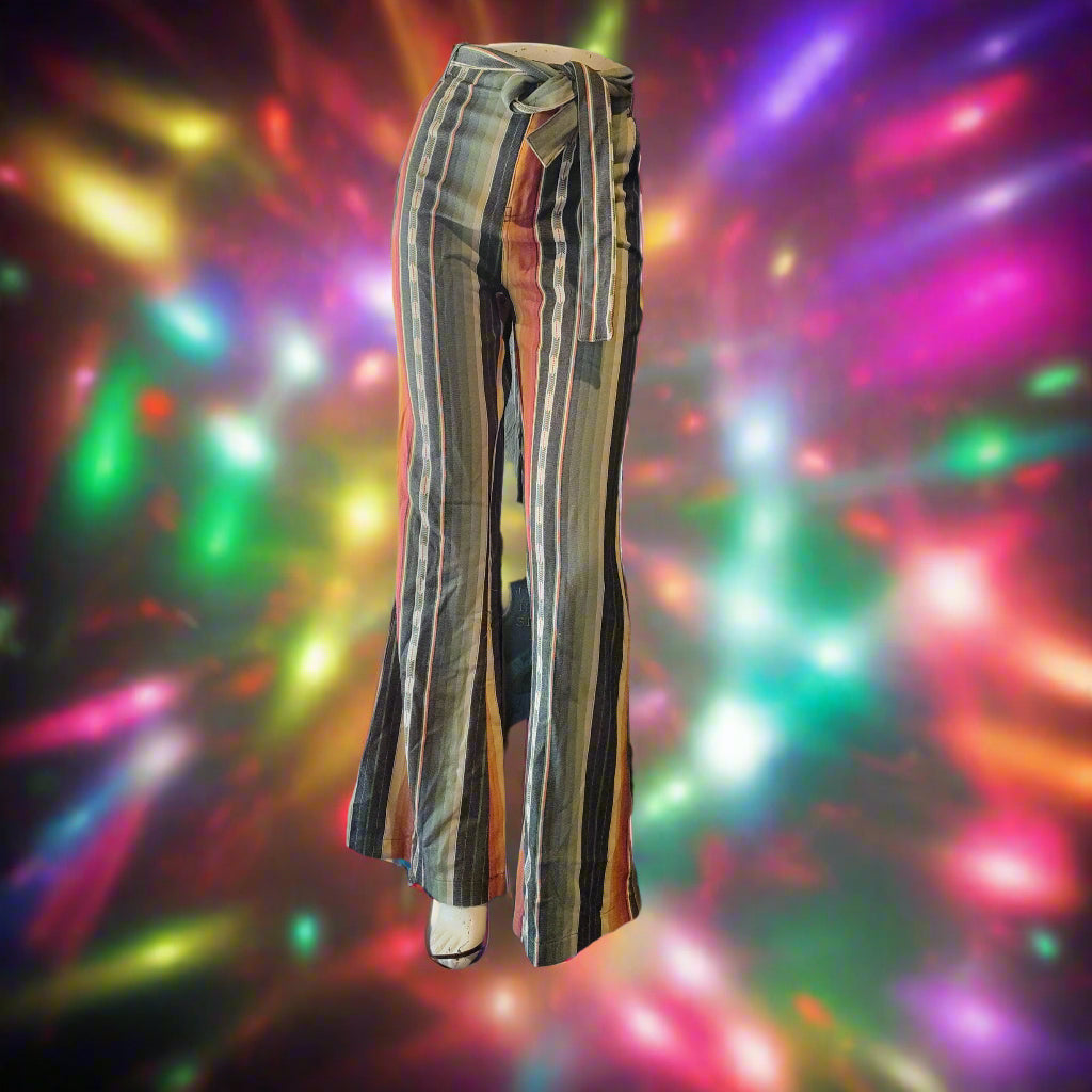 Retro Striped Flare Pants - Disco Style