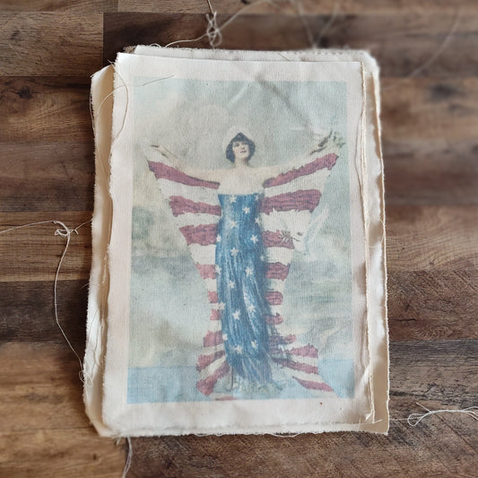 Vintage Liberty Canvas Print - Patriotic Angel with American Flag Wings